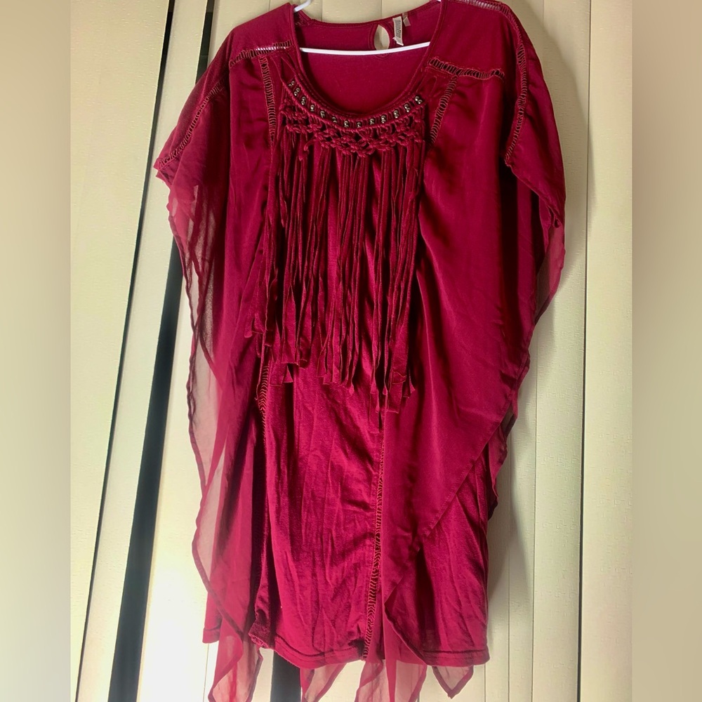 Mollorello woman’s Large Burgundy bohemian Blouse .